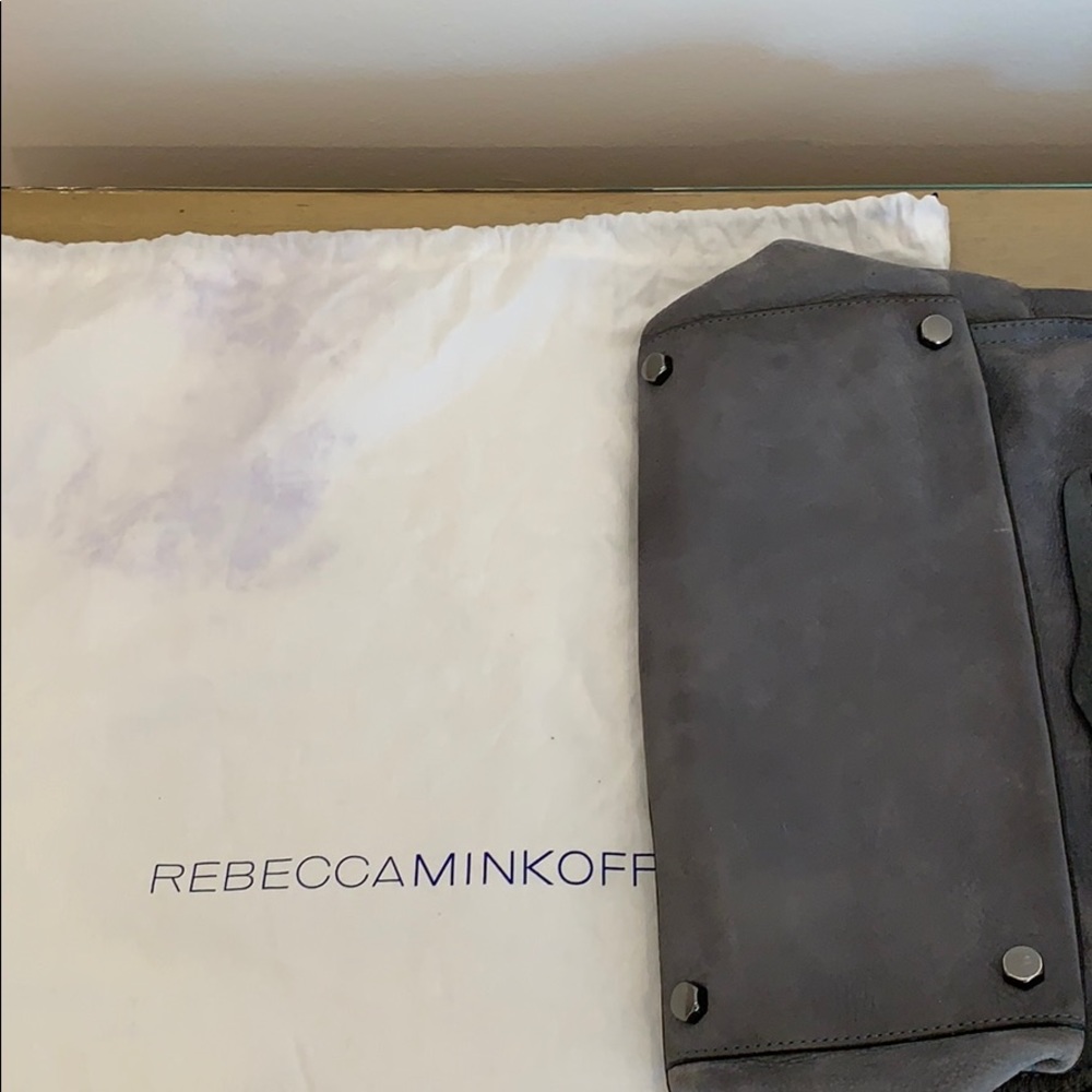Rebecca Minkoff Regan Suede Satchel in dusty blue color - Picture 8 of 8